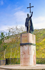 Image showing King Pelayo (Christian king of Asturias) in Covadonga Sanctuary,