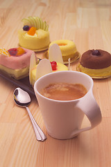 Image showing espresso coffee and  fruit cake