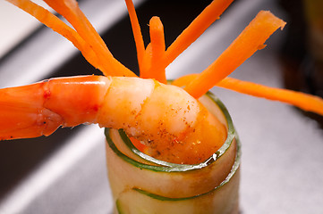 Image showing colorful  prawn shrimps appetizer snack