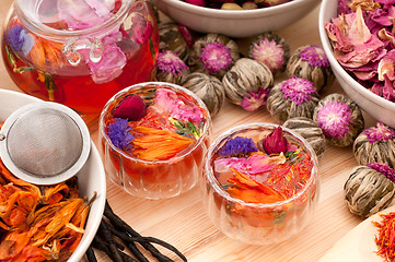 Image showing Herbal natural floral tea infusion with dry flowers