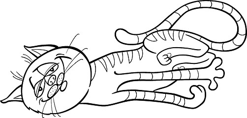 Image showing happy cat cartoon for coloring