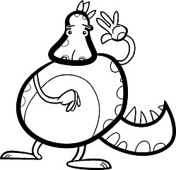 Image showing cartoon dragon fantasy creature for coloring