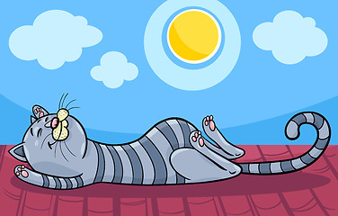 Image showing sleeping cat cartoon illustration