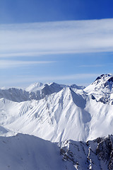 Image showing Snow mountains. View from ski resort.