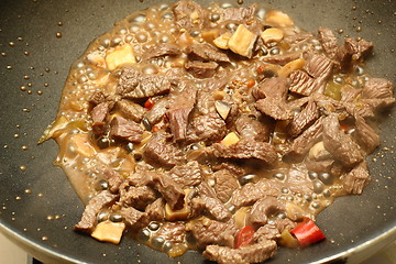 Image showing cooking beef with peppers