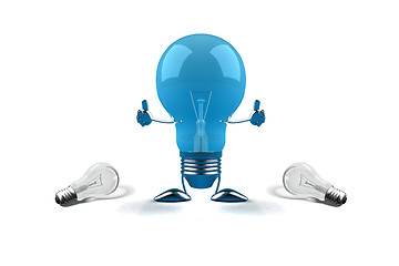 Image showing Blue Bulb with two white bulb