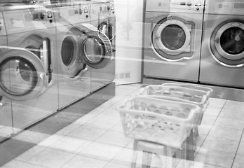 Image showing Washing machines in a laundrette