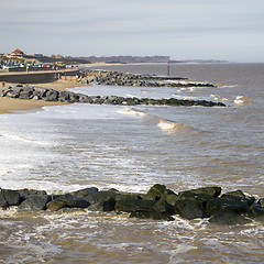 Image showing Rock breakwaters along the Aldeburgh Coast