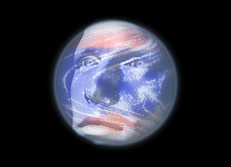 Image showing Binary man over the globe