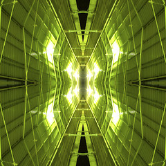 Image showing The interior of a futuristic green tunnel