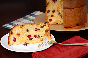 Image showing Slice of Italian Panettone Christmas bread