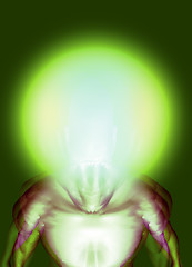 Image showing Green alien with glowing head