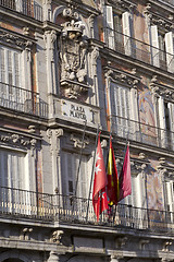 Image showing Facade Shield, main square Madrid, Spain.