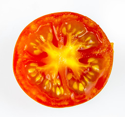 Image showing A piece of fresh cherry tomato, close-up 