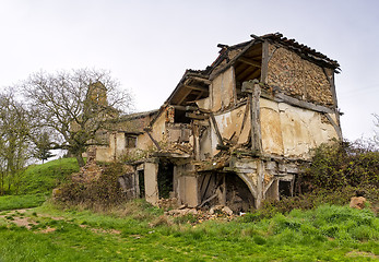 Image showing Homes and church, ruined village