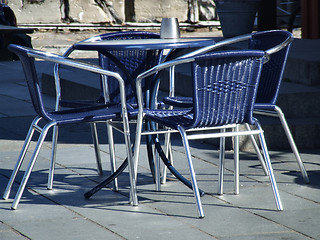 Image showing Cafe table outside