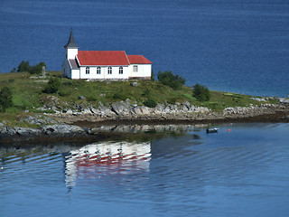 Image showing Lonely church on a peninsula