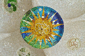 Image showing mosaic sun at Guell Park