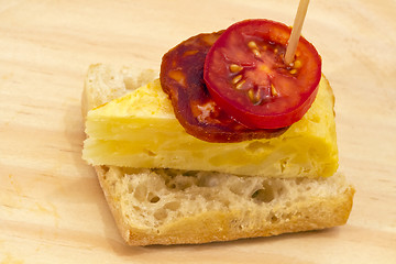 Image showing Spanish omelette with chorizo Iberico
