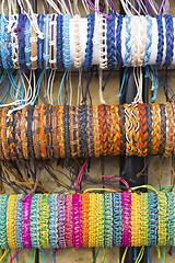 Image showing Background created from stacks of colorful bangles