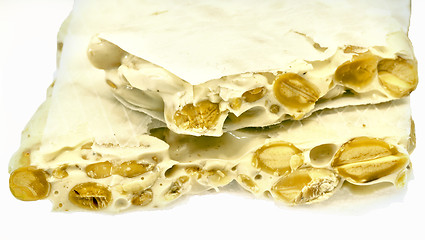 Image showing French nougat with almonds, isolated