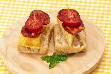 Image showing Spanish omelette with chorizo Iberico