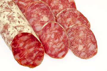 Image showing salami isolated on white 