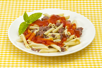 Image showing Traditional macaroni pasta with tomato