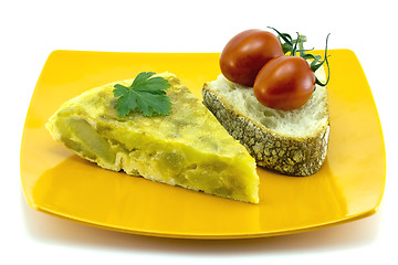 Image showing skewer Spanish omelette