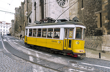 Image showing Yellow Lisbon tram 28