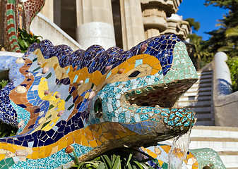 Image showing Sculpture of a dragon in Park Guell