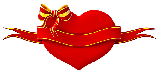 Image showing 3D heart with bow and ribbon