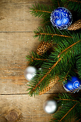 Image showing christmas fir tree with pinecones and decorations