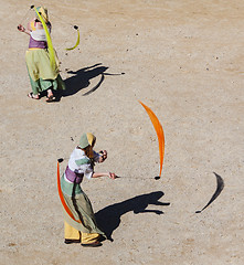 Image showing Medieval Entertainers with Ribbons