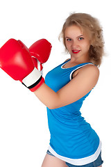 Image showing Pretty girl with boxing gloves