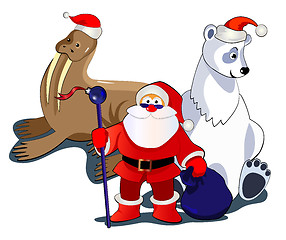 Image showing Santa and his pets