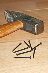 Image showing hammer with nails