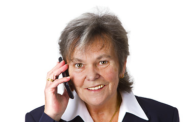 Image showing Successful female senior with cellphone