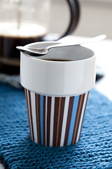 Image showing Hot coffee and plunger