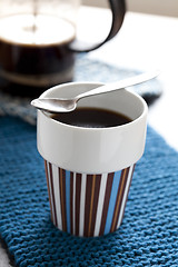 Image showing Hot coffee and plunger