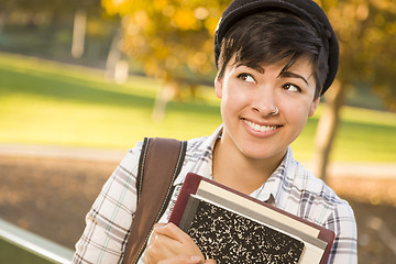 Image showing Portrait of Mixed Race Female Student Looking Away 