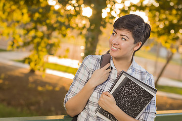 Image showing Portrait of Mixed Race Female Student Looking Away 