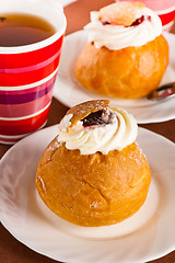 Image showing Rich rolls with a cream, a close up