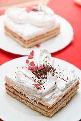 Image showing Puff cake with whipped cream, a close up