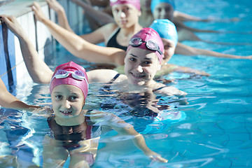 Image showing happy children group  at swimming pool