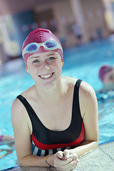 Image showing happy child on swimming pool