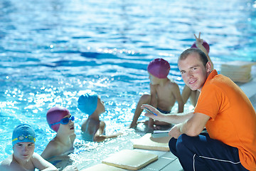 Image showing happy children group  at swimming pool