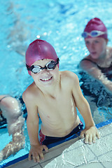 Image showing happy children group  at swimming pool