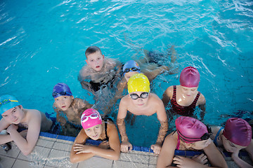 Image showing happy children group  at swimming pool