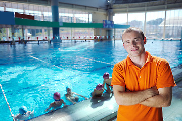 Image showing happy children group  at swimming pool